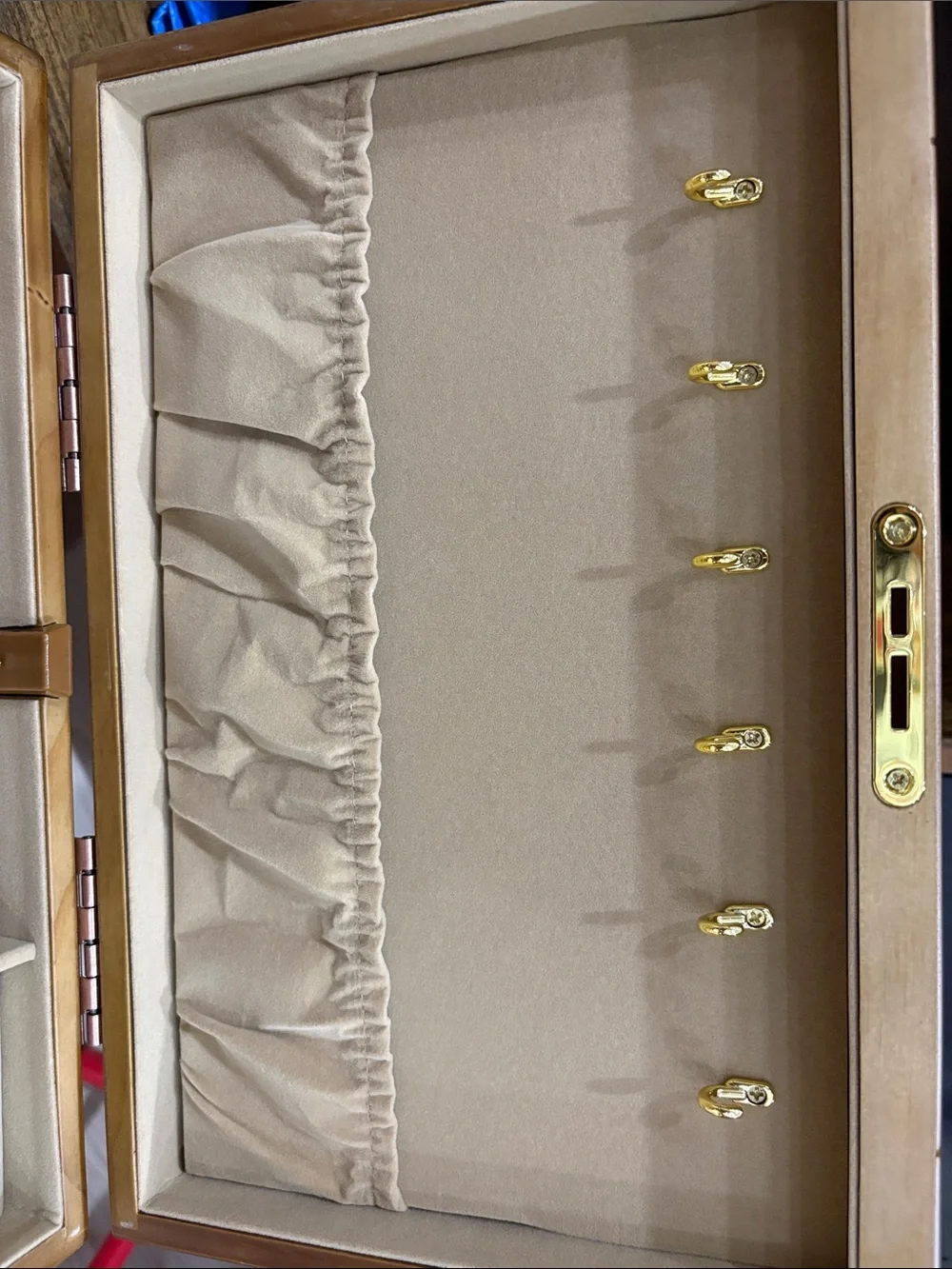 Wood Grain Jewelry Organizer Box with Gold Hardware - Brown